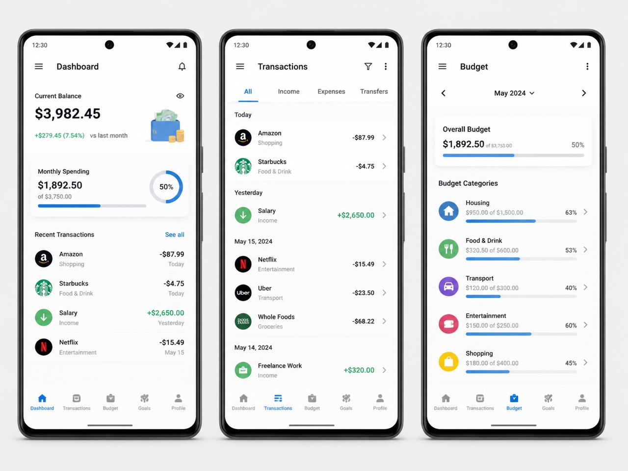Android App Development interface example