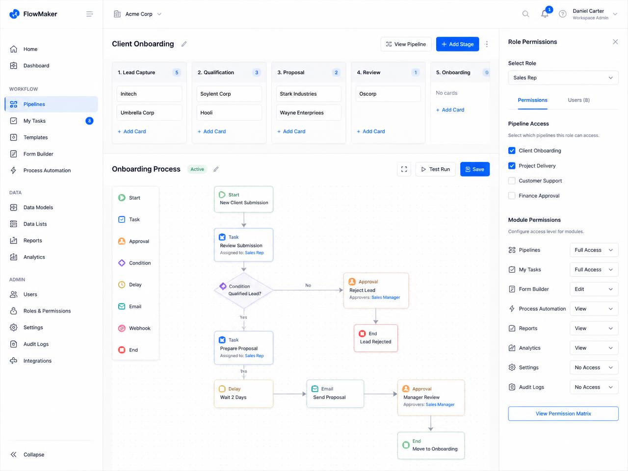 Custom Software interface example