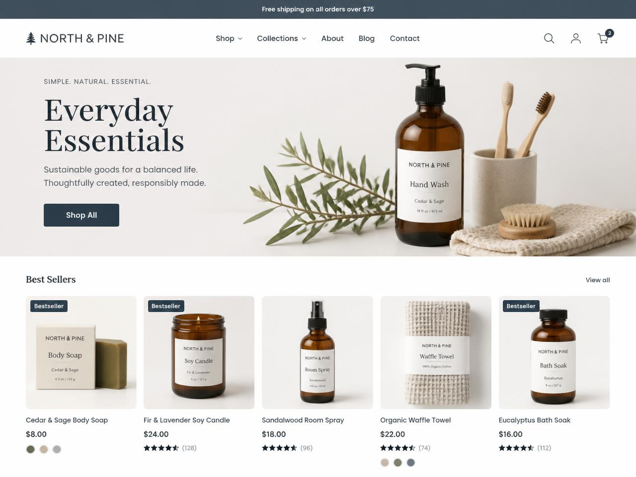 Shopify interface example